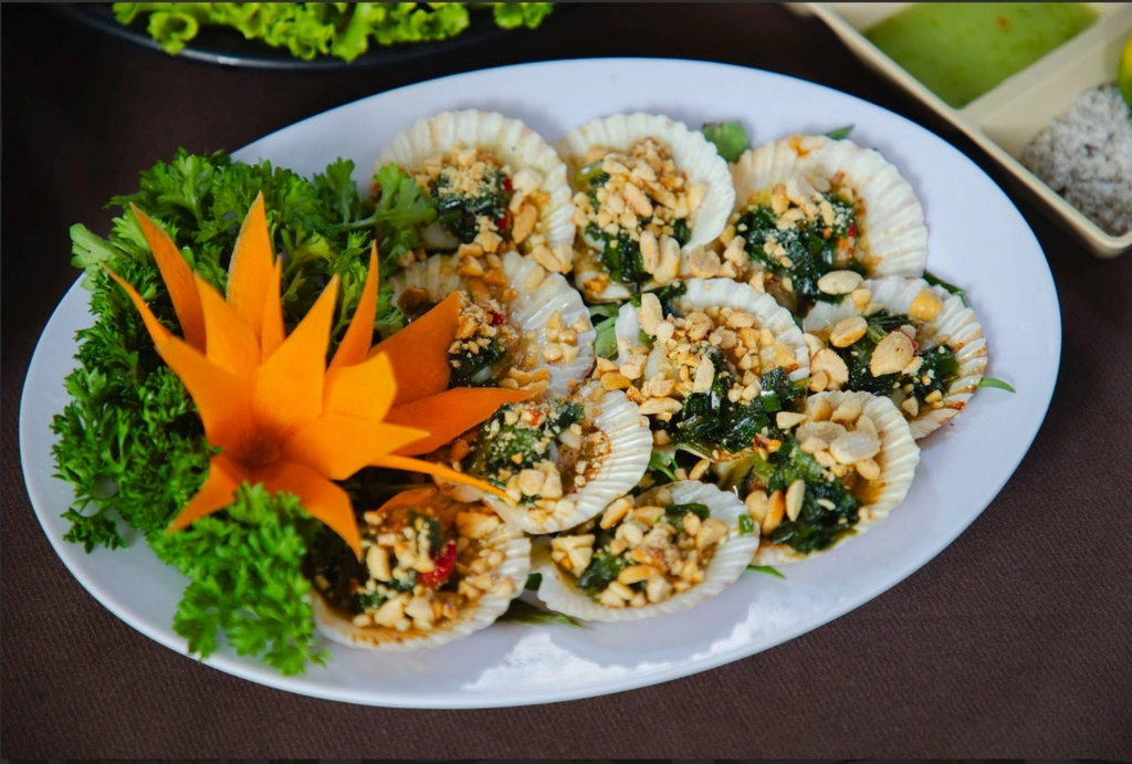 sò điệp nướng mỡ hành